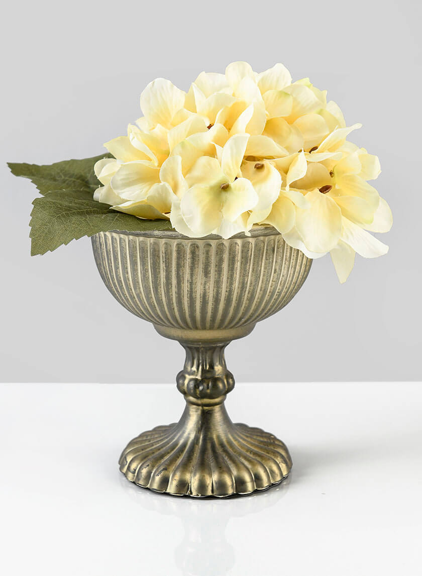 Antique Gold & Silver Glass Pedestal Flower Compote Decor Jamali-garden
