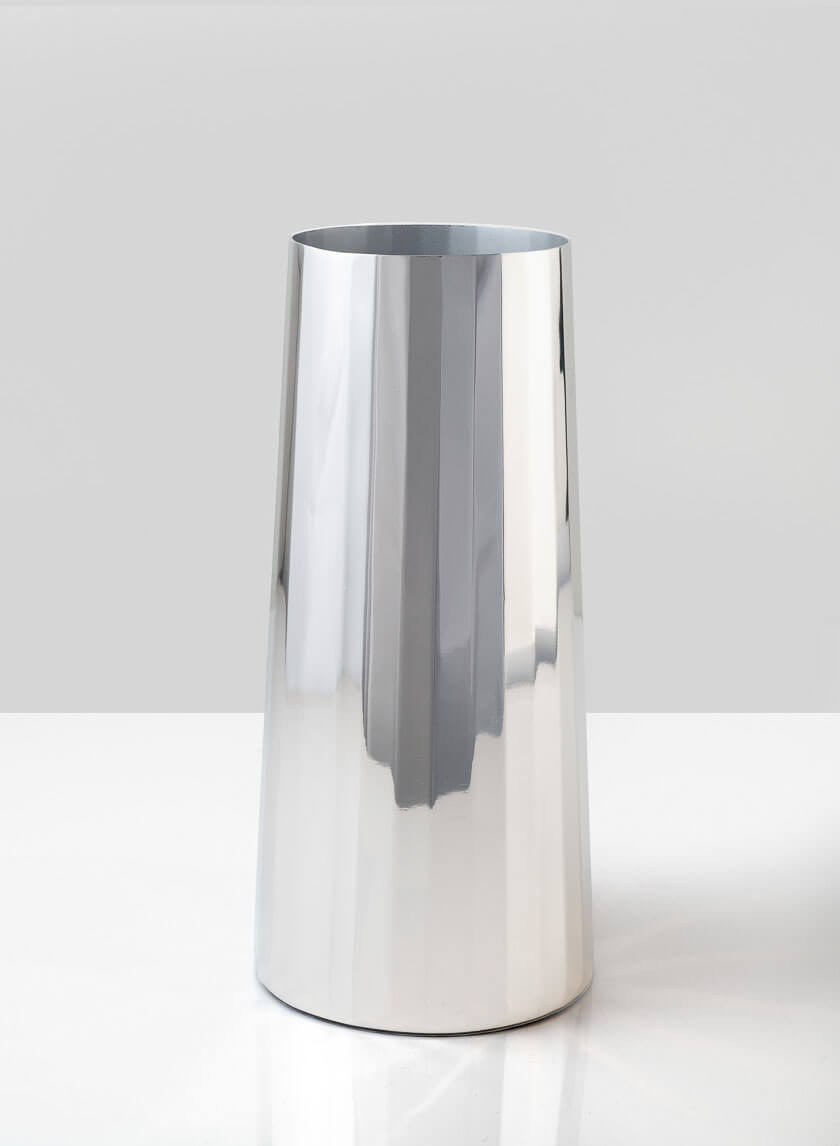 9in Tall Le Mans Silver Faceted Vase Decor Jamali-garden