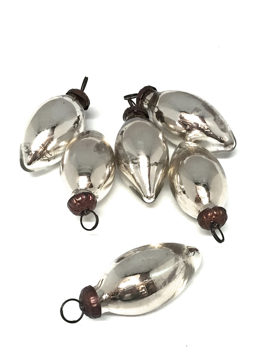 3in Long C7 Silver Mercury Glass Bulb Ornaments Decor Jamali-garden