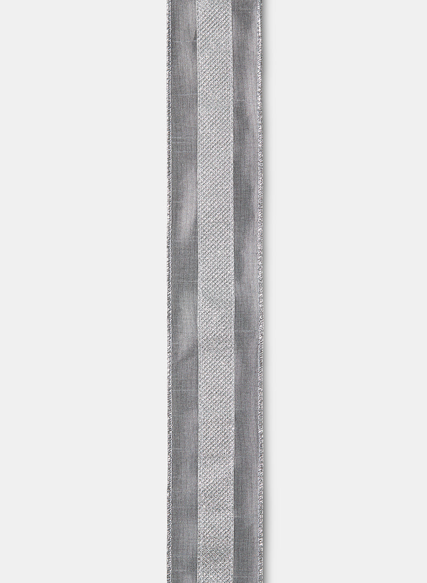 15ft Glitter Stripe Silver Dupioni Ribbon Decor Jamali-garden