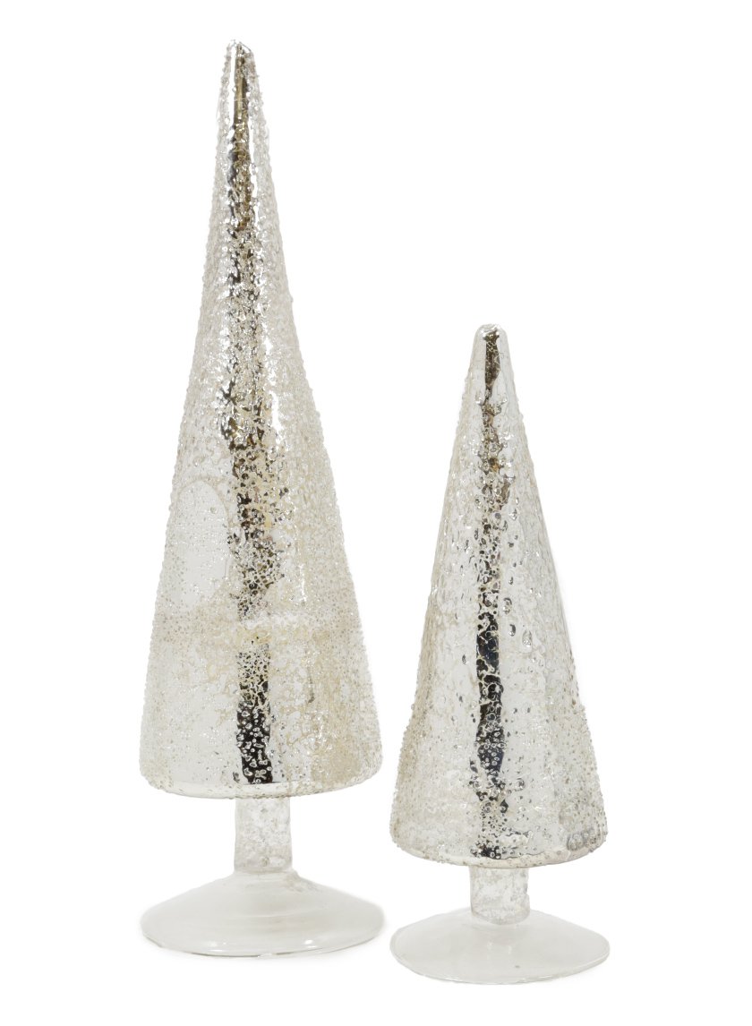 Iced Silver Tabletop Christmas Trees Decor Jamali-garden