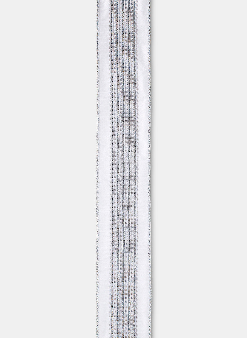 15ft Silver Lurex Trim White Dupioni Ribbon Decor Jamali-garden