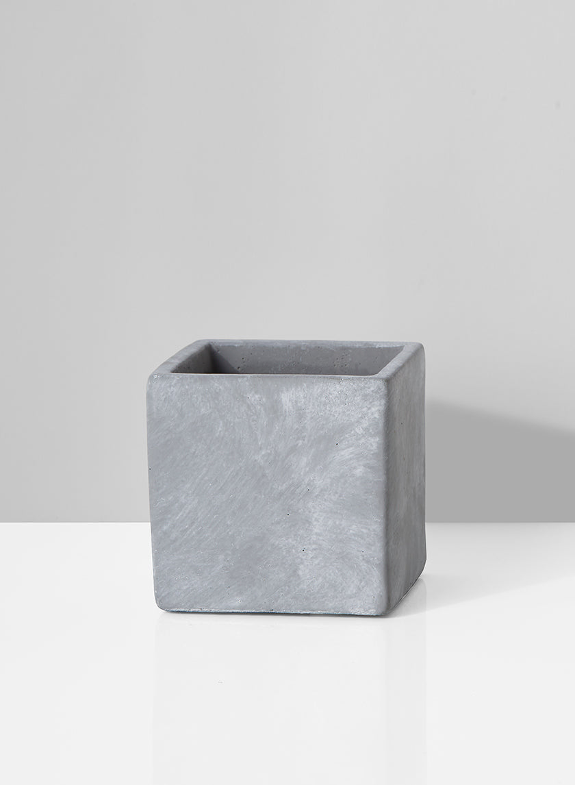 4 1/4in Tall Atelier Cement Cube Vase Decor Jamali-garden