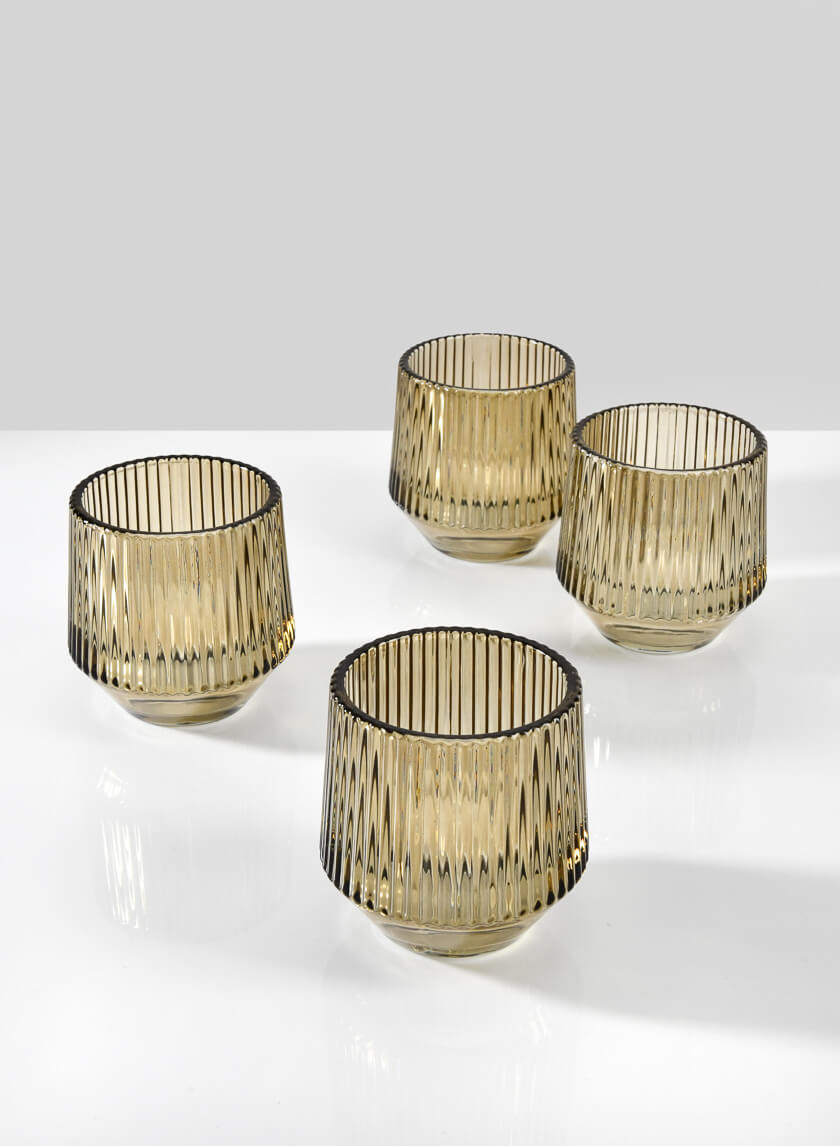 3.25in Tall Ola Pleated Glass Candleholder, Small Decor Jamali-garden
