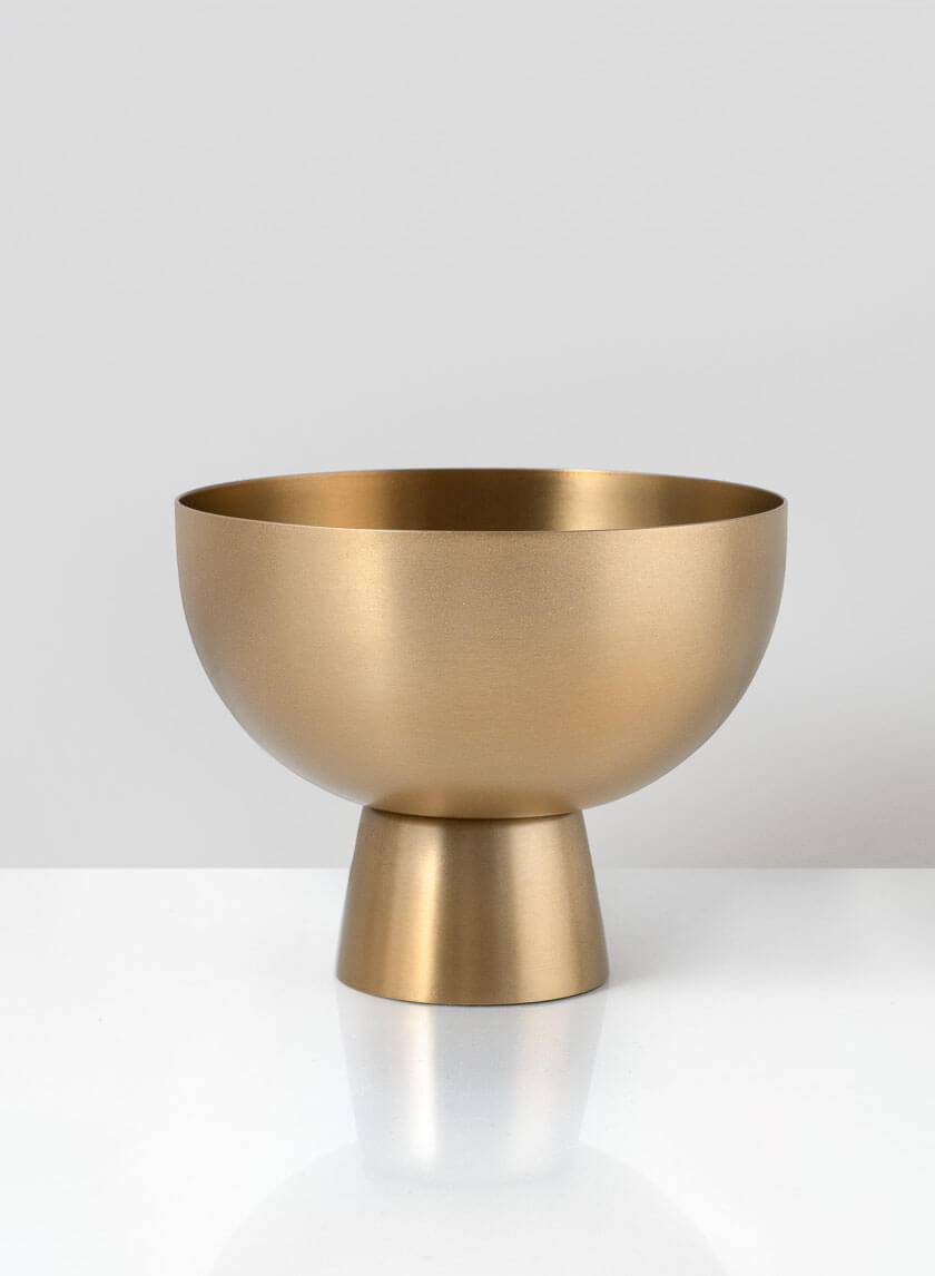 4.5in Wide Le Mans Matte Gold Pedestal Bowl Decor Jamali-garden