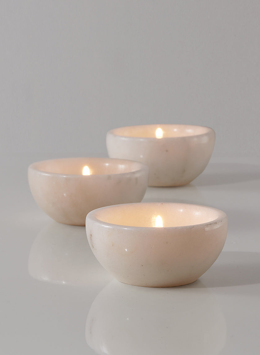 3in Wide White Mumtaz Marble Bowl Decor Jamali-garden