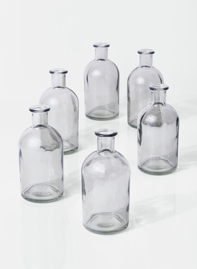 5.25in Tall Smoke Medicine Bottle Glass Bud Vase Decor Jamali-garden