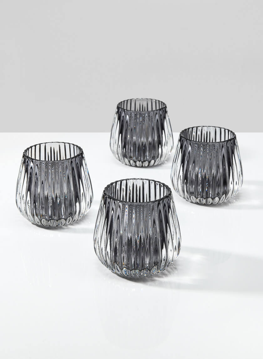 3in Tall Smoke Onion Optic Glass Candleholder Decor Jamali-garden
