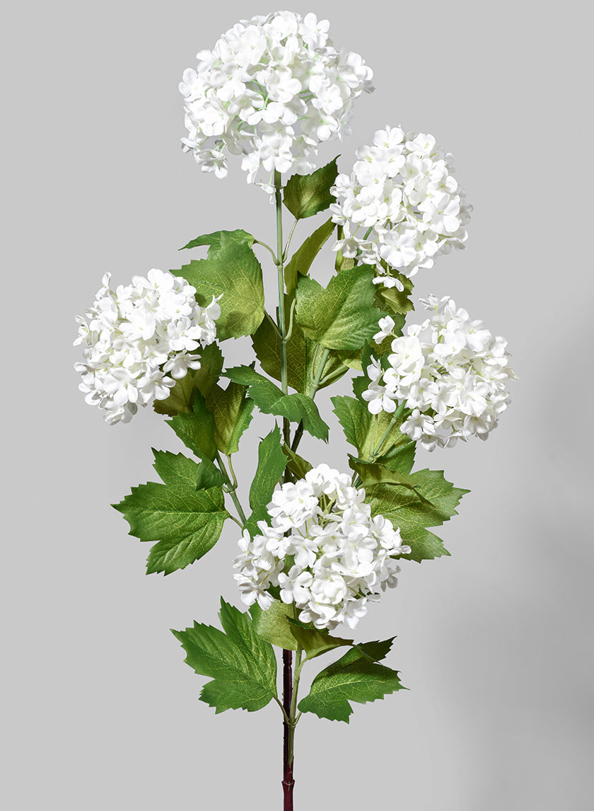 34in Long White Snowball Hydrangea Spray Decor Jamali-garden