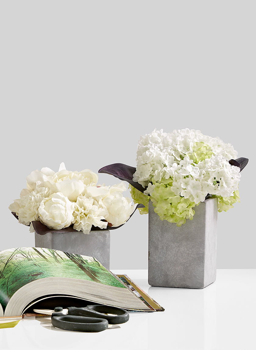 4 1/4in Tall Atelier Cement Cube Vase Decor Jamali-garden