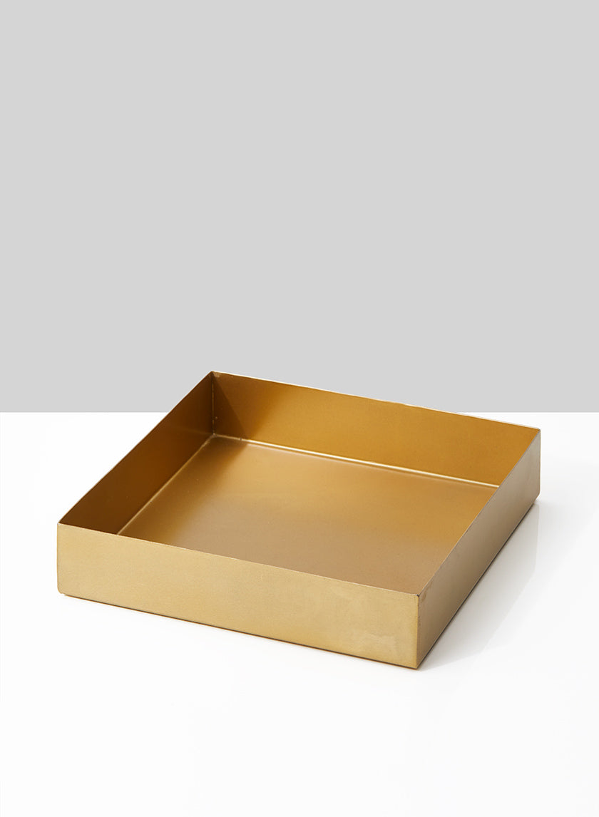 9.5in Square Gold Tray Decor Jamali-garden
