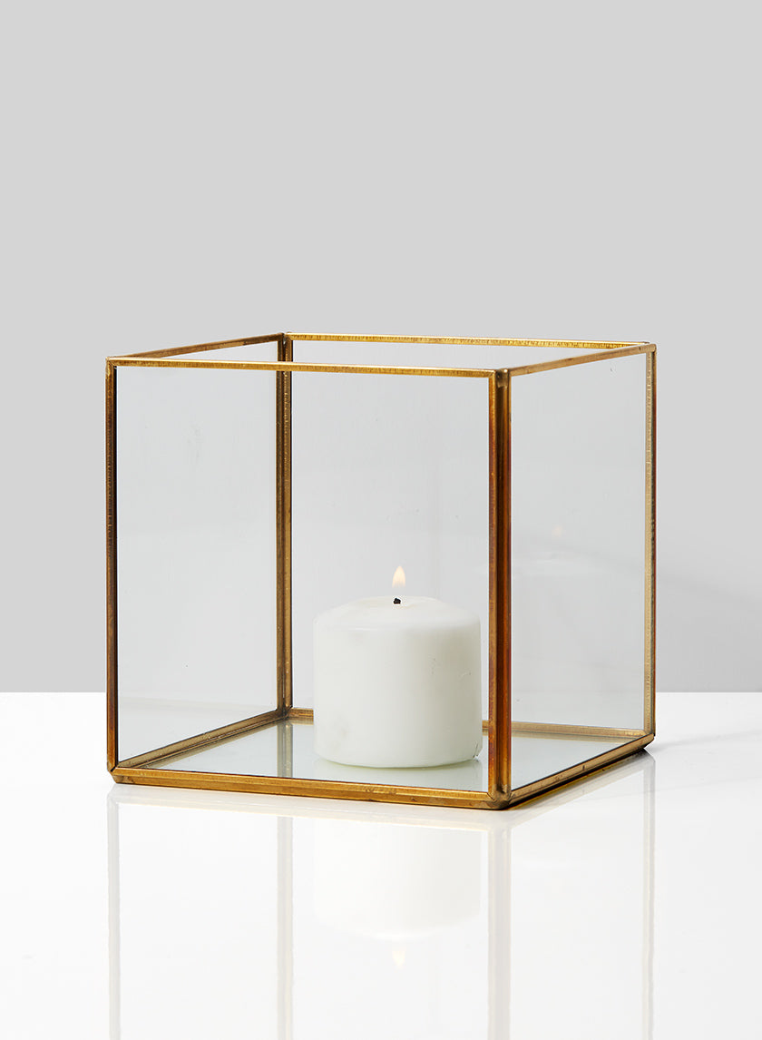 5in Square Gold Lantern Decor Jamali-garden