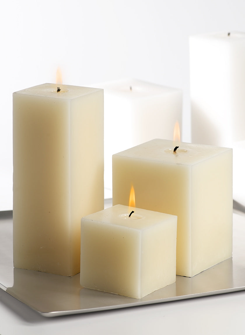 3 x 3in White Square Candle Decor Jamali-garden
