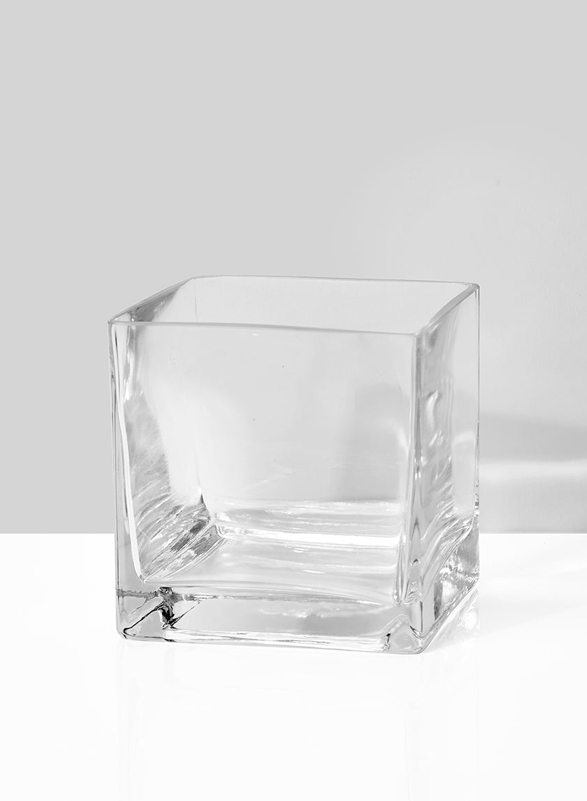 4 1/2in Cube Clear Glass Vase Decor Jamali-garden
