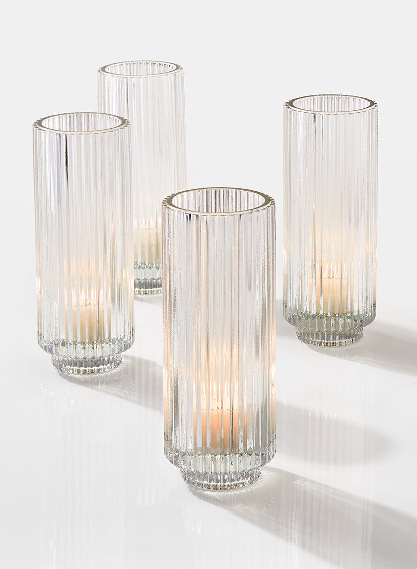 6.25in Tall Pleated Glass Votive Holder Decor Jamali-garden