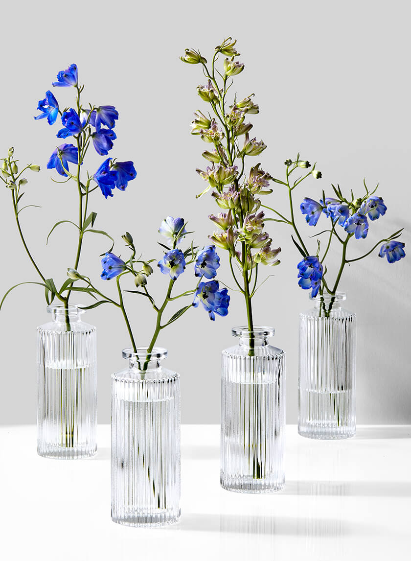 5.25in Tall Clear Pleated Glass Bottle Bud Vase Decor Jamali-garden
