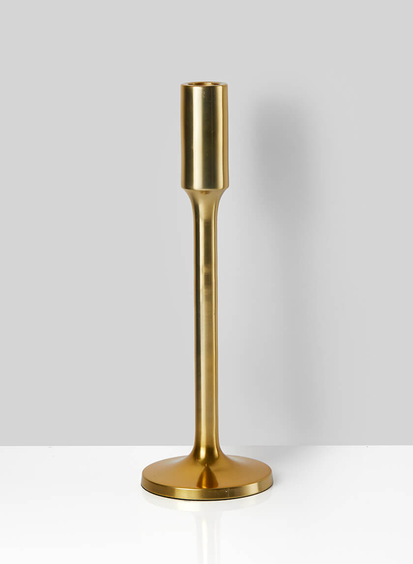 10.5in Tall Alsace Shiny Gold Aluminum Candlestick Holders Decor Jamali-garden