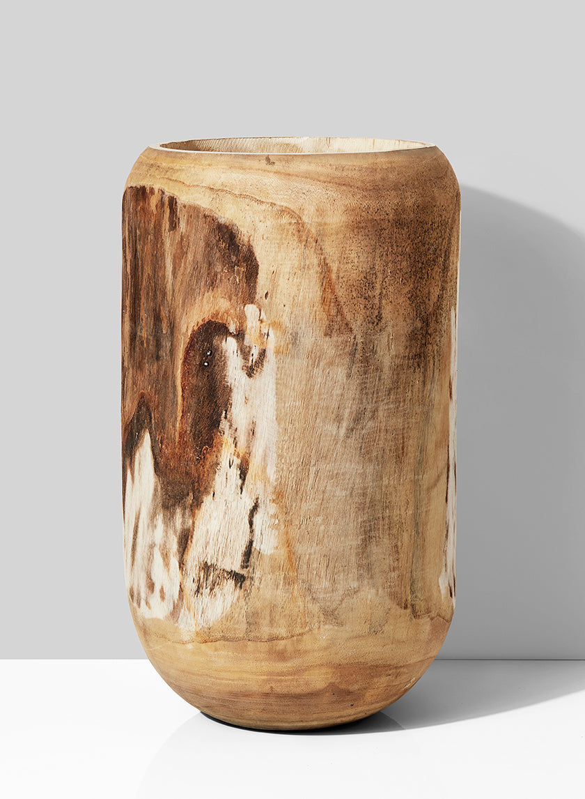 19.5in Tall Paulownia Wood Pot Decor Jamali-garden