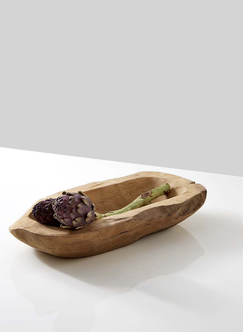 16in Long Teak Wood Bowl Decor Jamali-garden
