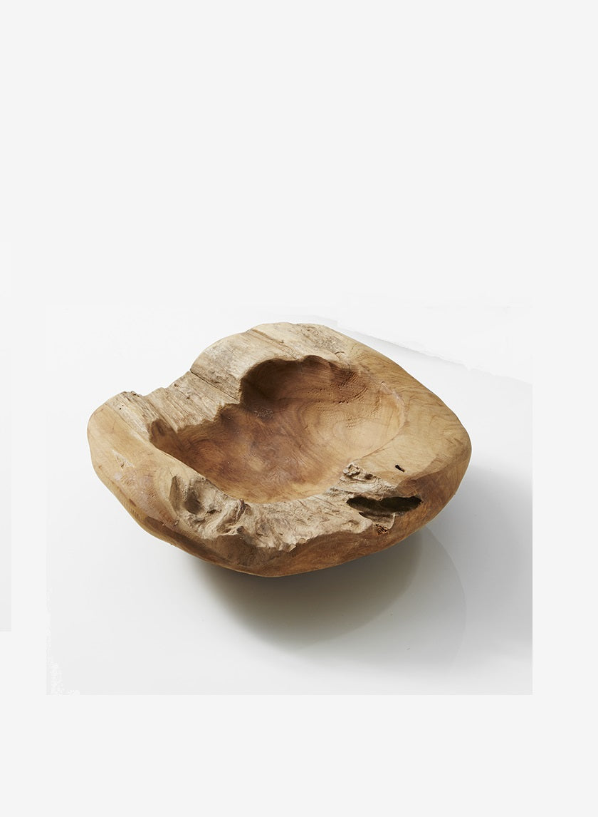 12in Wide Suribaya Teak Wood Bowl Decor Jamali-garden