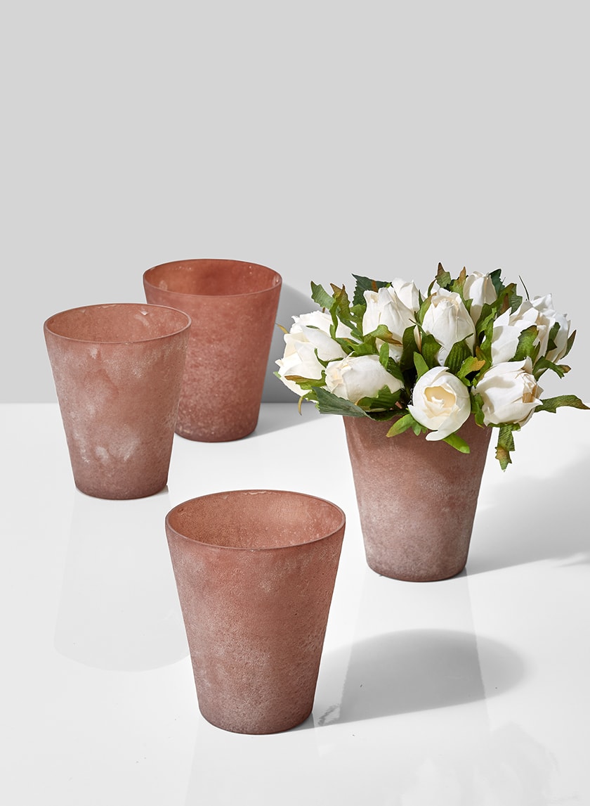 4in Tall Terracotta Frost Watercolor Glass Vase Decor Jamali-garden