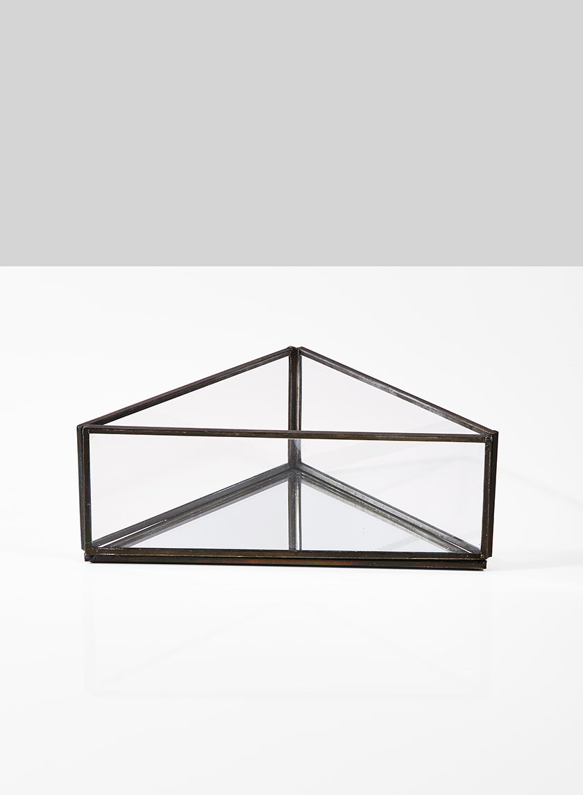 8in Long Mirror Bottom Triangle Tray Decor Jamali-garden