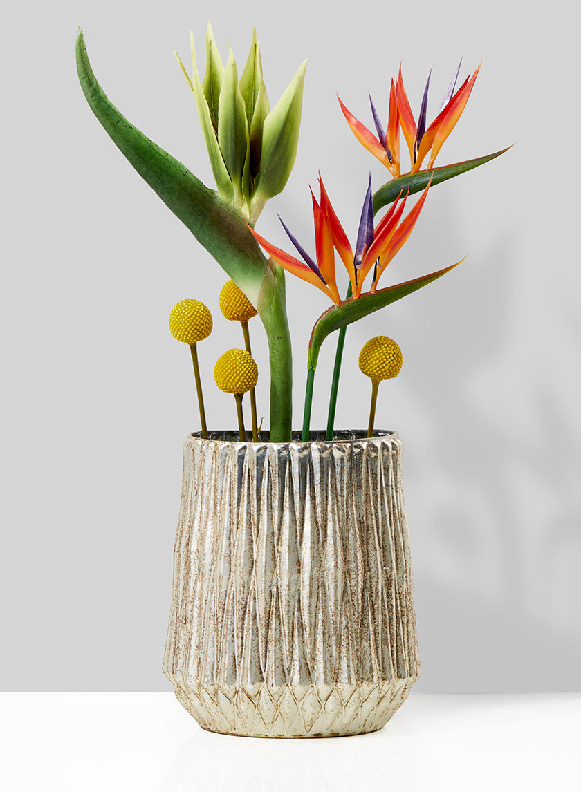 8in Tall Silver &amp; Rust Diamond Glass Vase Decor Jamali-garden