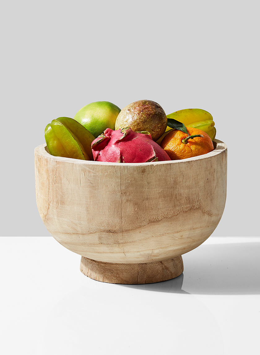 11in Wide Round Paulownia Wood Bowl Decor Jamali-garden