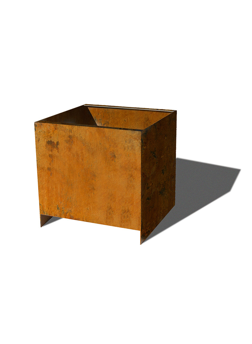 16in Cube True Square Corten Steel Planter Decor Jamali-garden
