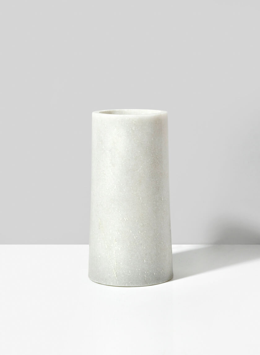 7.25in Tall White Marble Tuscan Column Vase Decor Jamali-garden