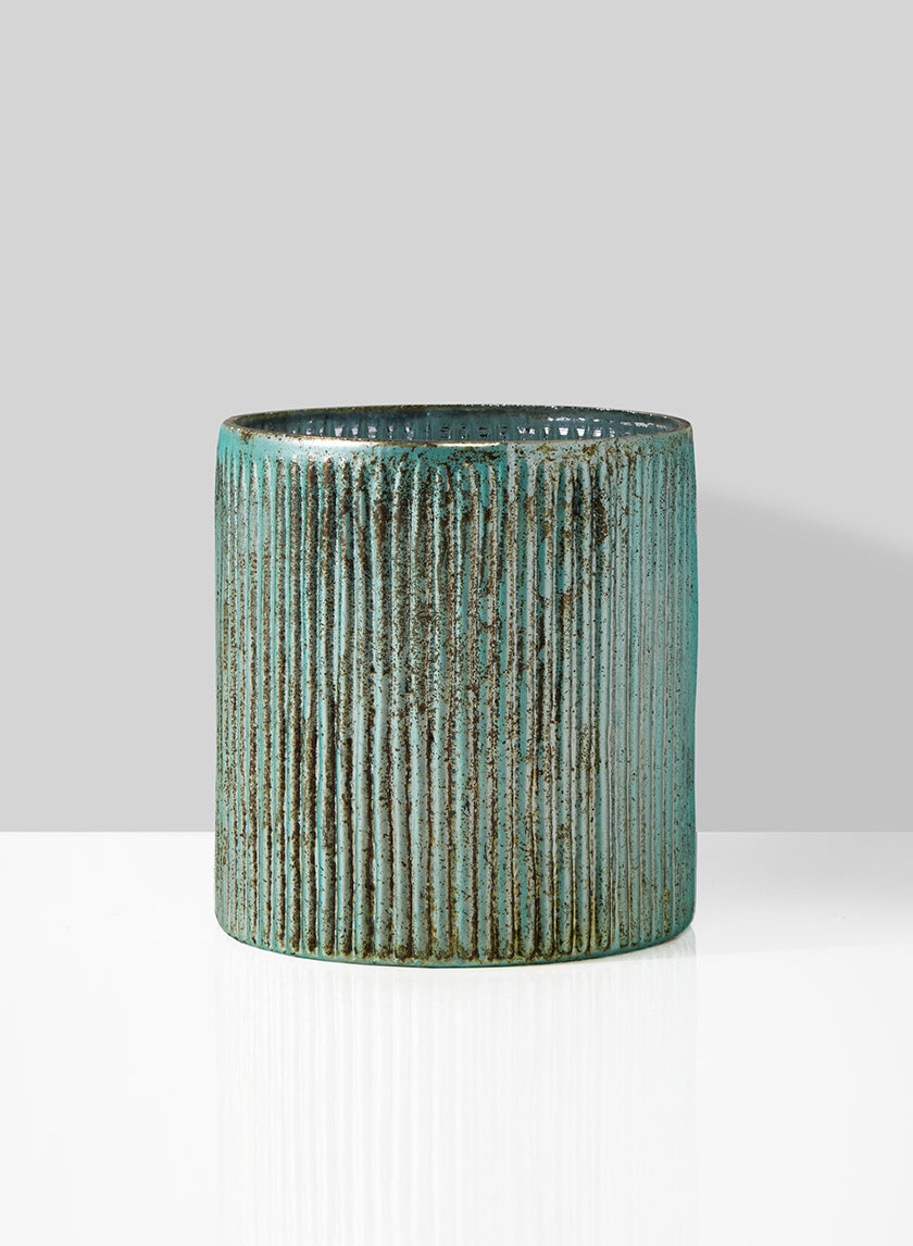 5in Tall Verdigris Glass Cylinder Vase Decor Jamali-garden