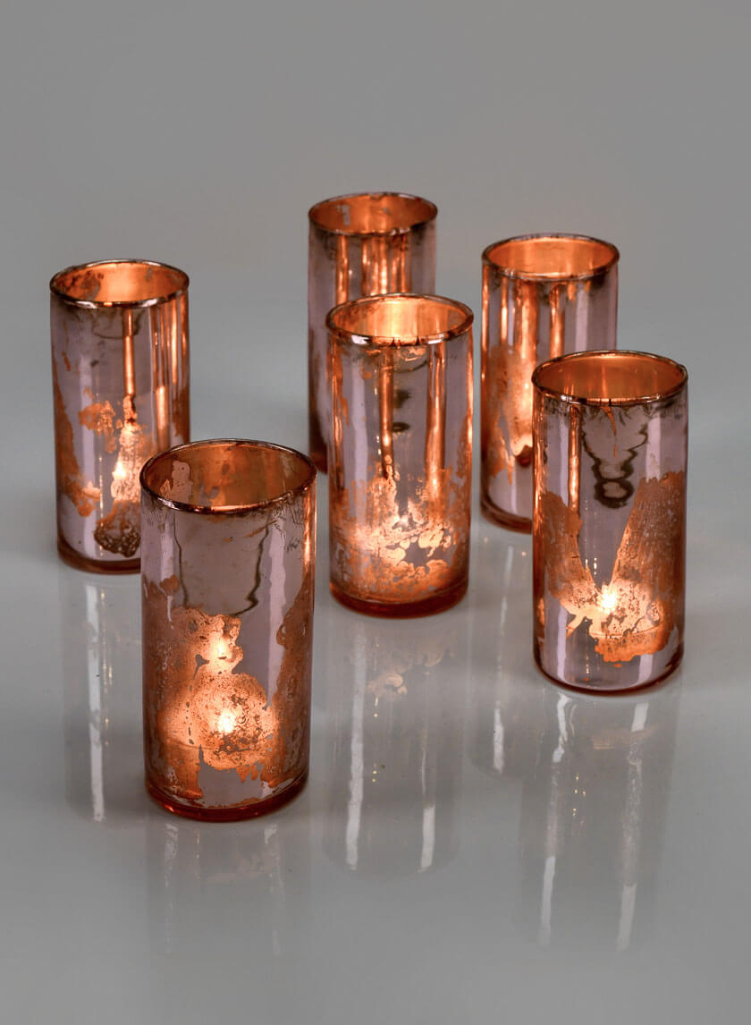 4in Tall La Fete en Rose Vintage Pink Glass Cylinder Decor Jamali-garden