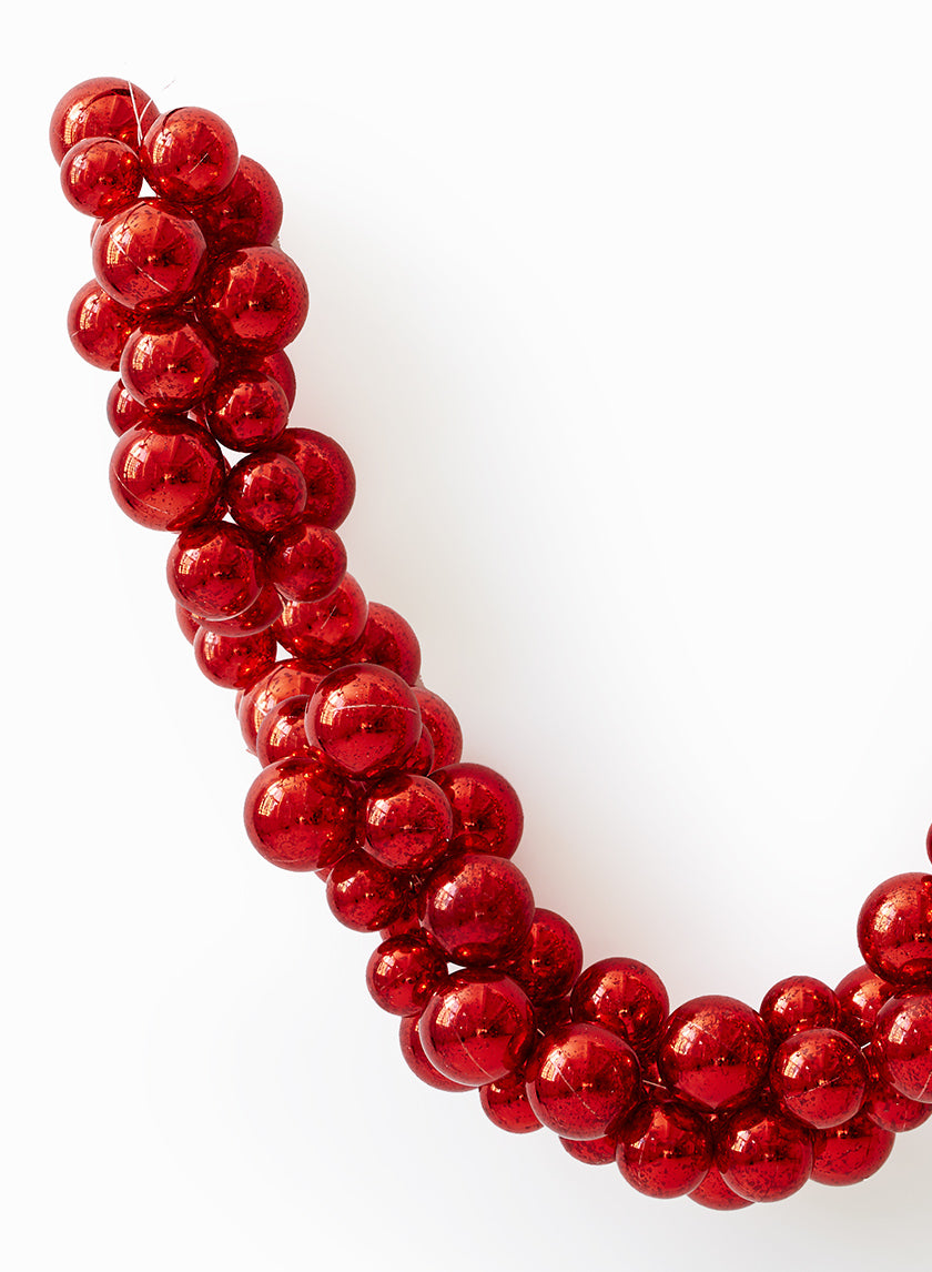 6ft Long Red Mercury Glass Plastic Ball Garland Decor Jamali-garden