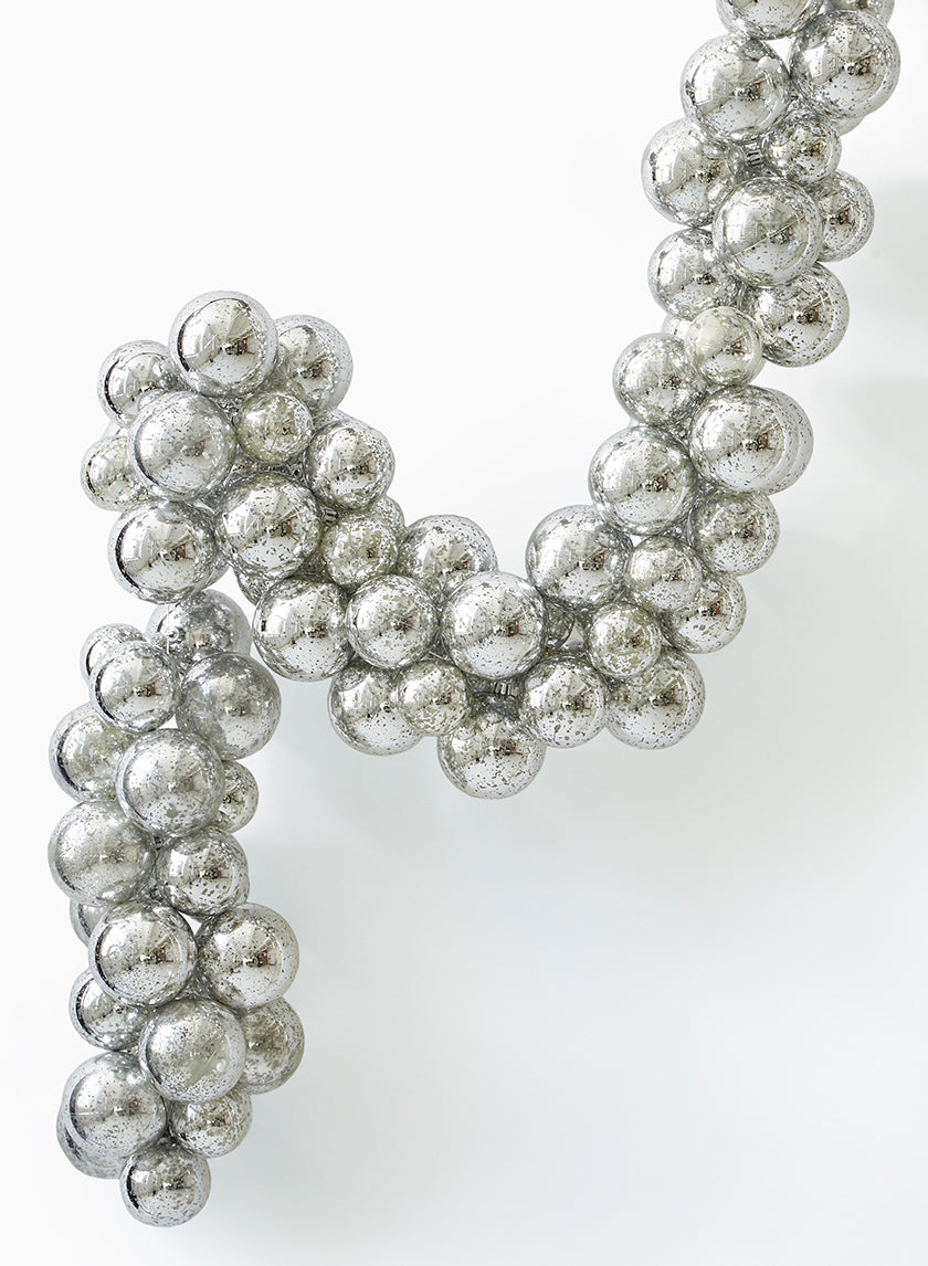6ft Long Silver Mercury Glass Plastic Ball Garland Decor Jamali-garden