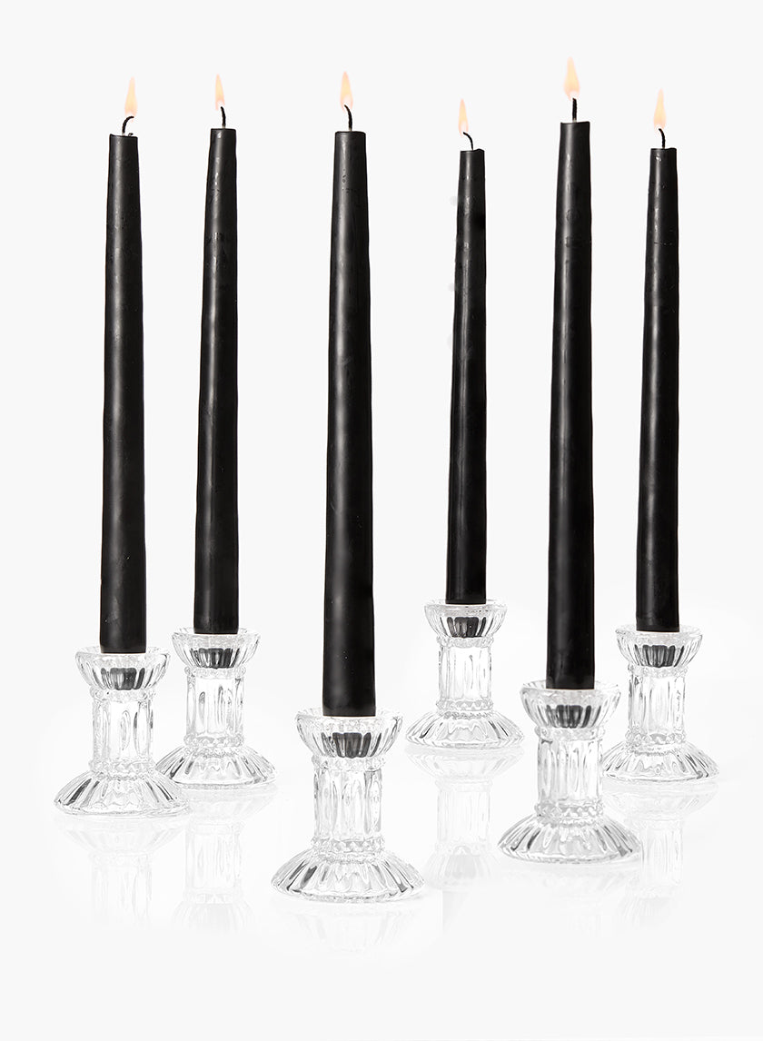 3in Tall Fluted Glass Candlestick Decor Jamali-garden