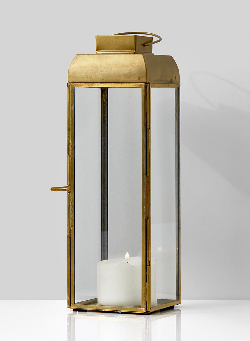 9.5in Tall Alazhar Square Gold Lantern Decor Jamali-garden