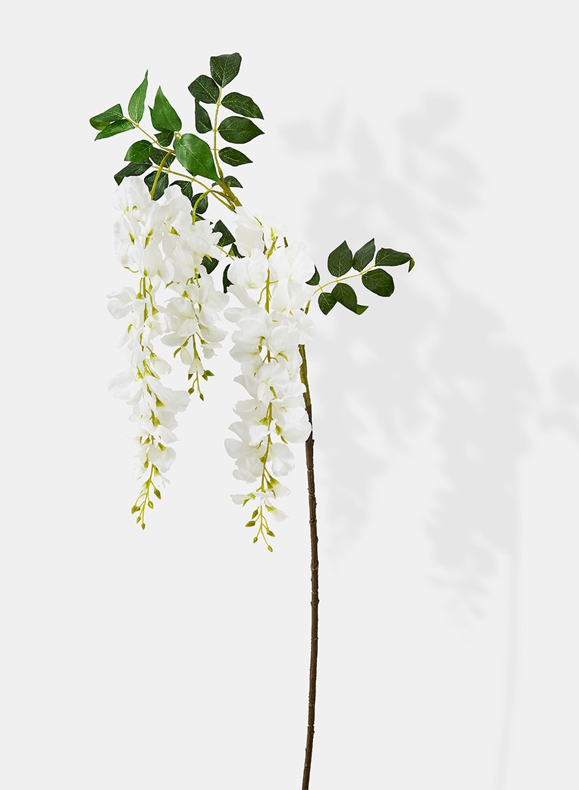 17in Long White Wisteria Spray Decor Jamali-garden
