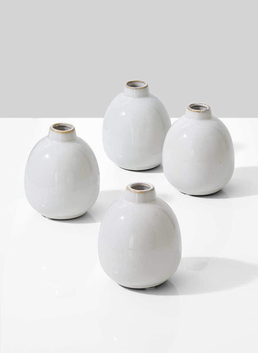 4in Tall White Ceramic Bottle Bud Vase Decor Jamali-garden