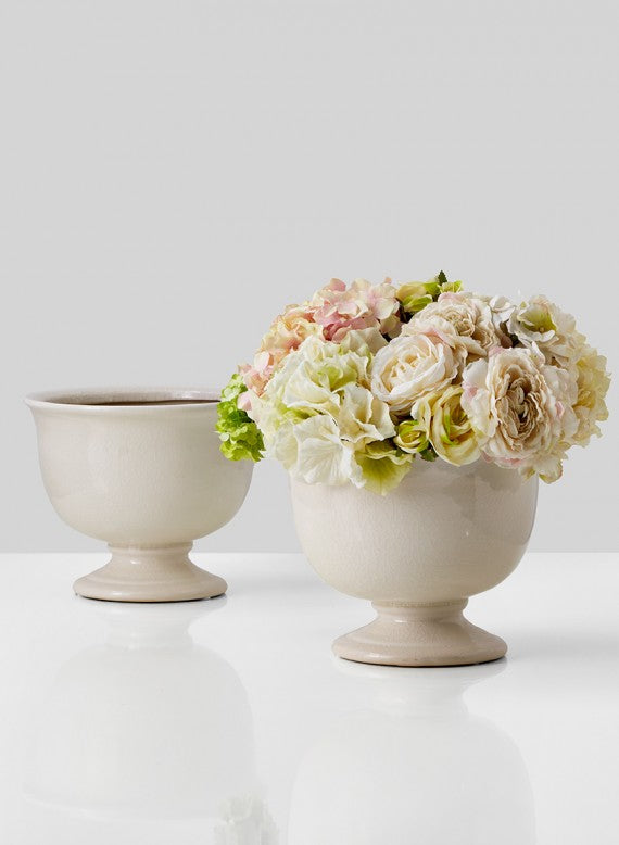 7.25in Tall Crackled White Ceramic Urn Decor Jamali-garden