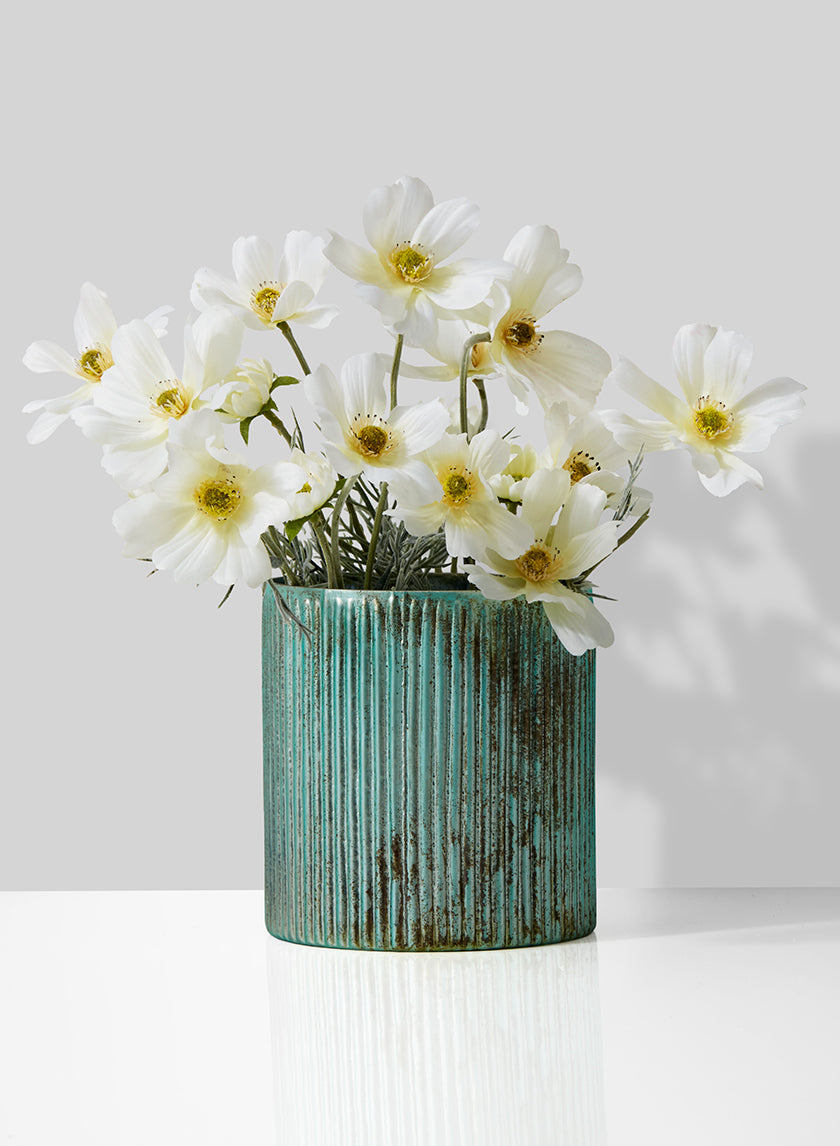 5in Tall Verdigris Glass Cylinder Vase Decor Jamali-garden