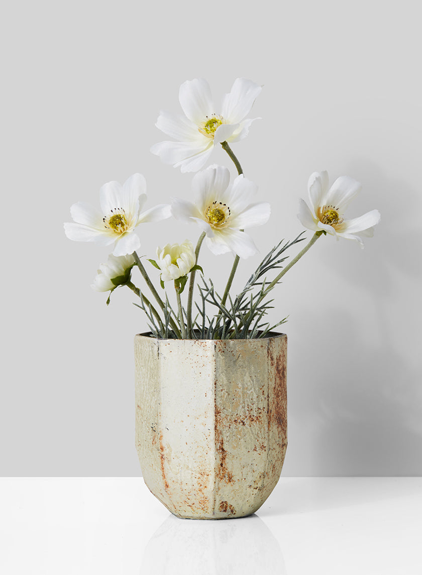 4 1/4in Faceted Pearl &amp; Rust Glass Vase Decor Jamali-garden