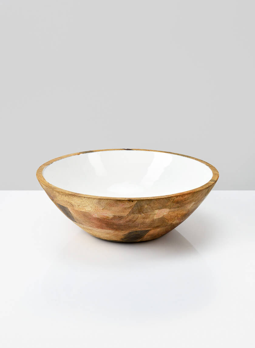 10in Wide Bombay Enameled Wood Bowl Decor Jamali-garden