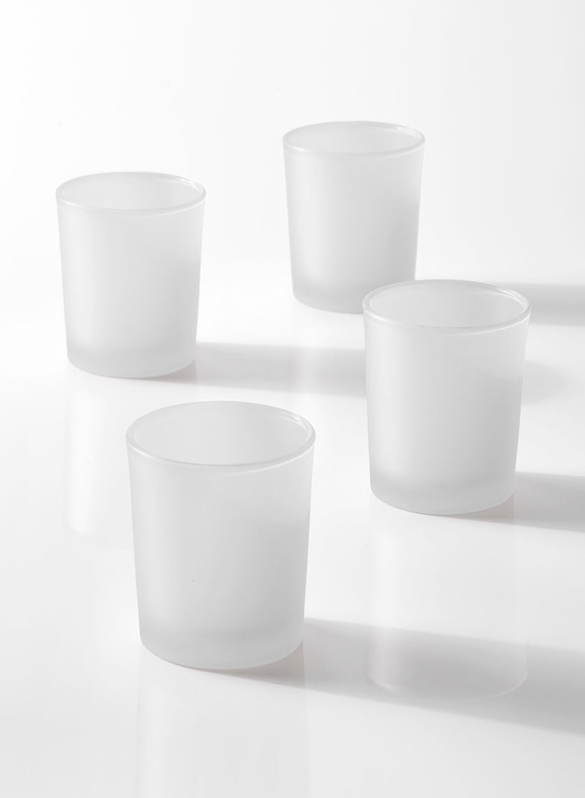2 1/2in Tall White Frost Votive Holder Decor Jamali-garden