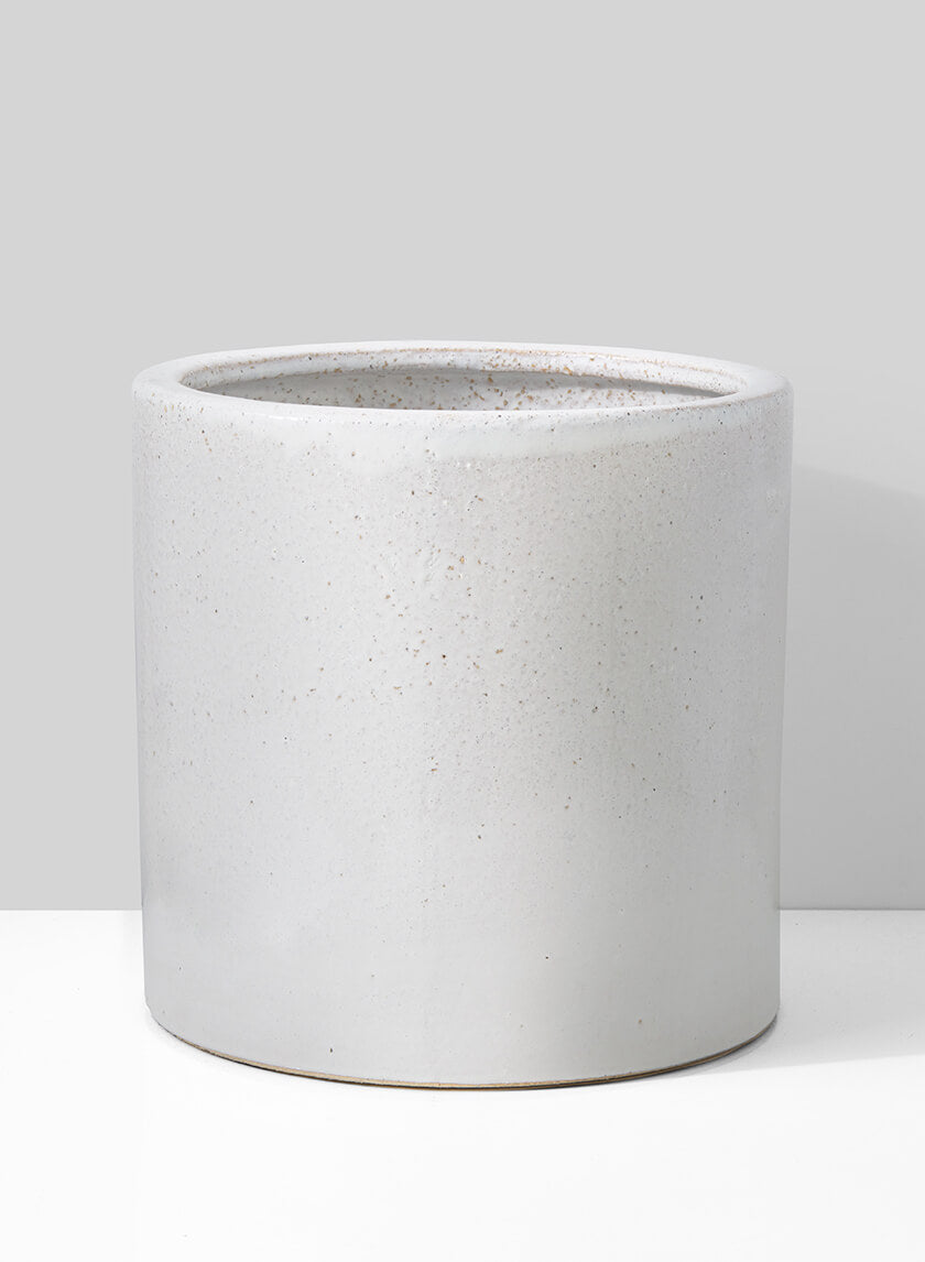 12in Tall White Ceramic Round Cachepot Decor Jamali-garden