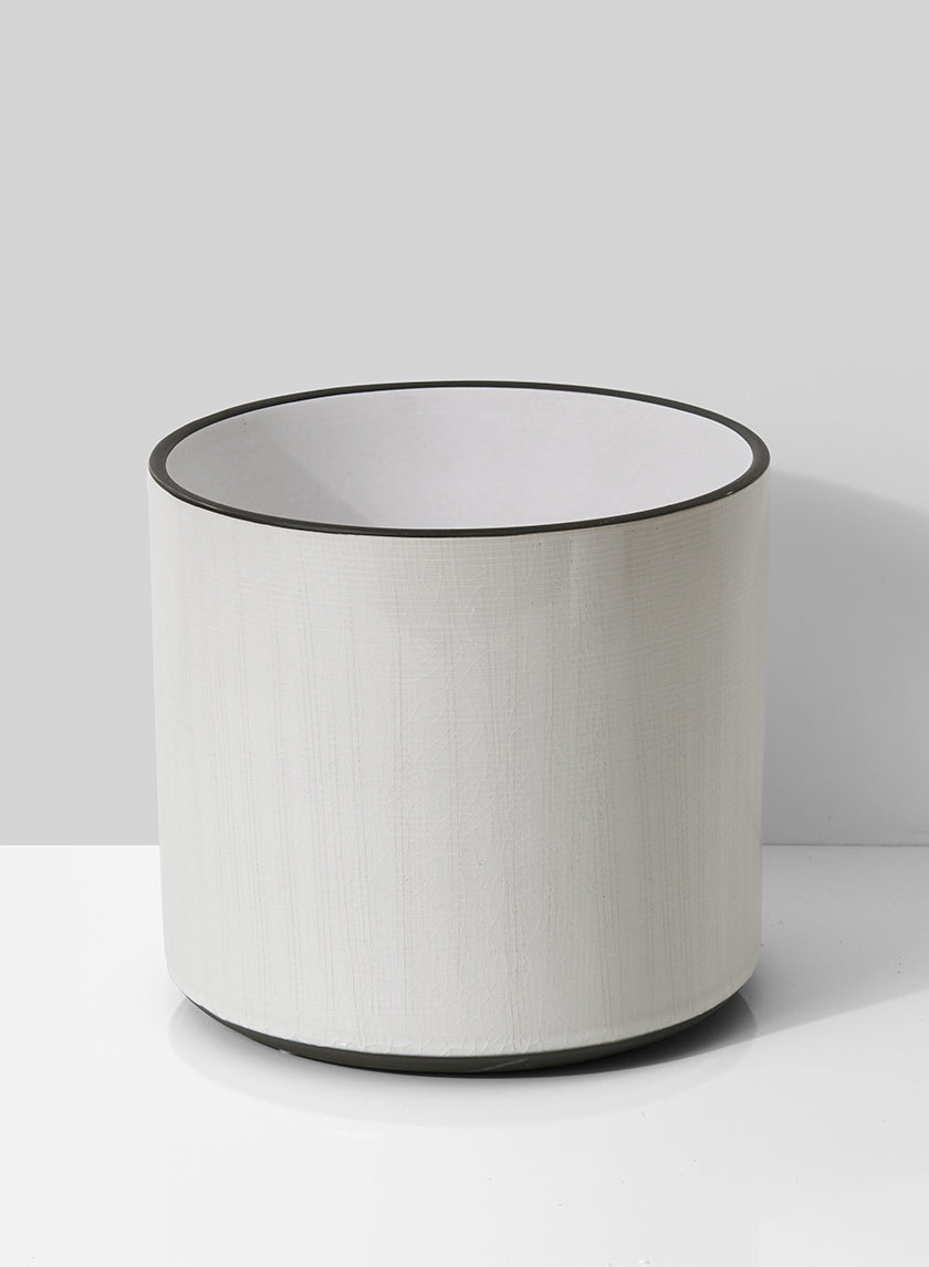 7.25in Tall White Linen Ceramic Cylinder Vase Decor Jamali-garden