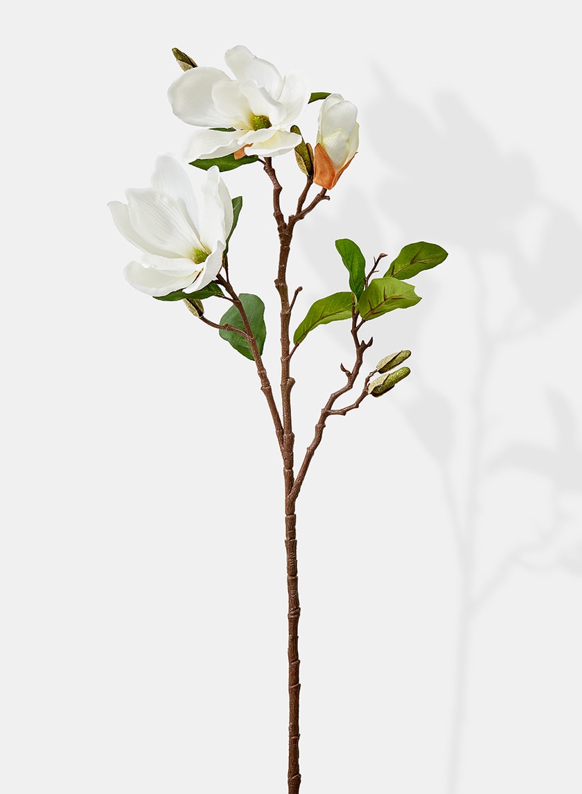 28in Long White Artificial Magnolia Spray Decor Jamali-garden