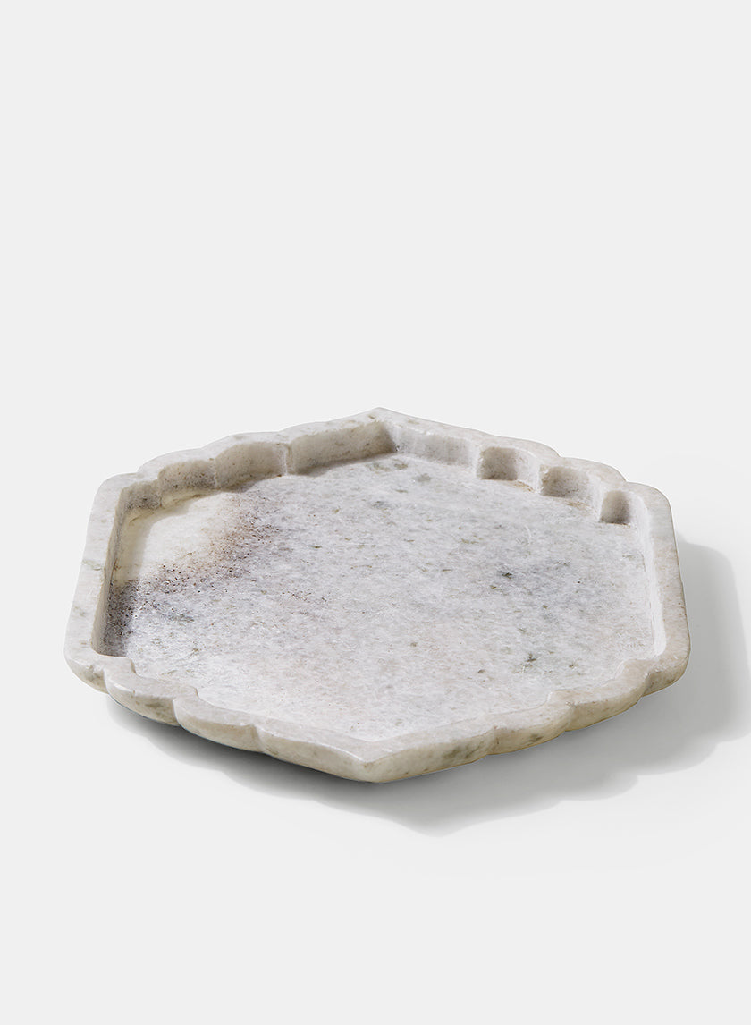 12in Long Taj Mahal White Marble Tray Decor Jamali-garden