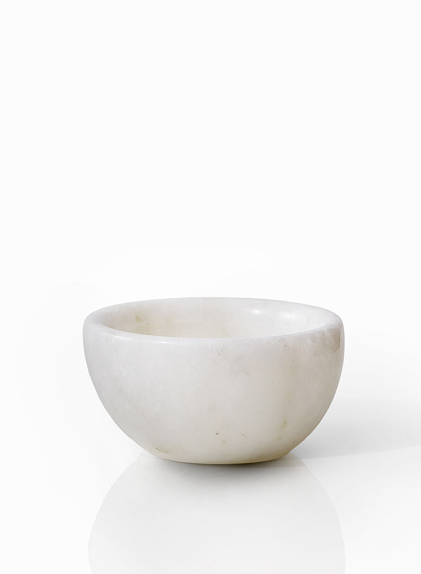 3in Wide White Mumtaz Marble Bowl Decor Jamali-garden