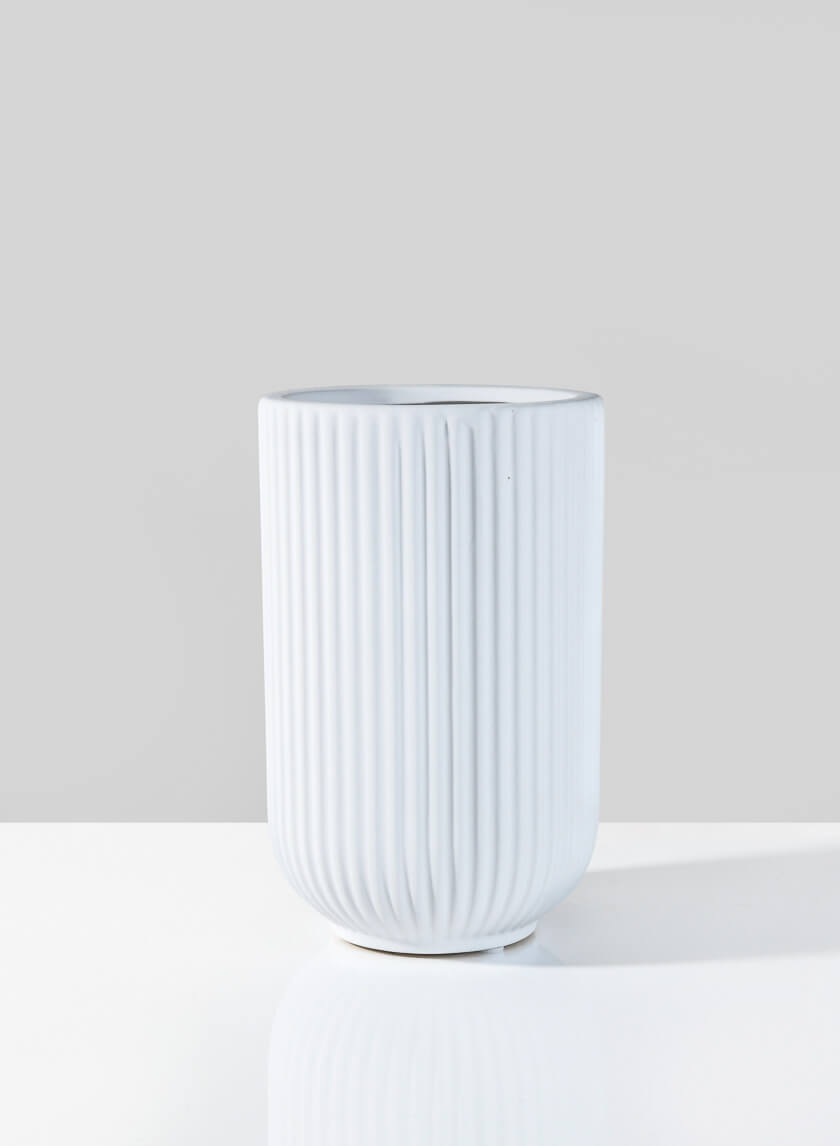 7.5in Tall White Oslo Vase, Small Decor Jamali-garden