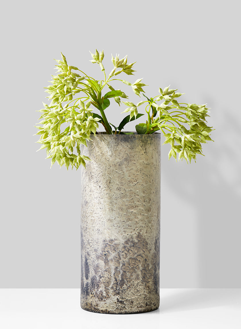 9in Tall Old Pewter Glass Vase Decor Jamali-garden